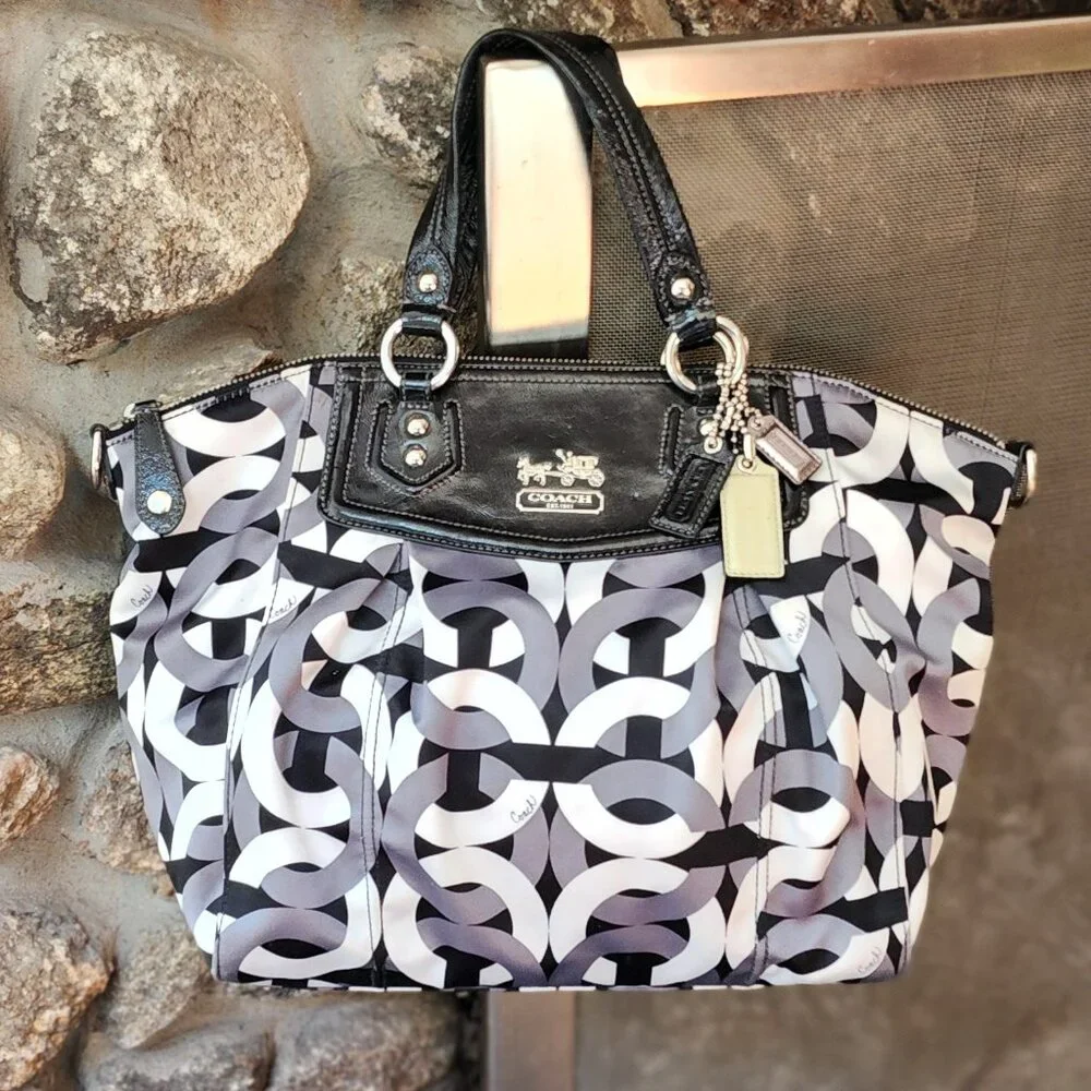 COACH H0968-14321 Madison Claire Op-Art Sateen Chain Link 2-Way Hobo Pur… - Picture 1 of 16
